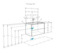 Тумба под раковину AQUATON Сохо 75 1A258101AJA00 734x455x482 подвесная, 2 ящ., графит/дуб веллингтон