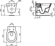 Унитаз подвесной Ideal Standard CONNECT AIR Rimless (360х540х350) безободковый, мат черный E2288V3