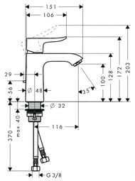 Смеситель для умывальника Hansgrohe Metris 31080000 однозахв., низкий излив 100мм, дон.клапан, хром