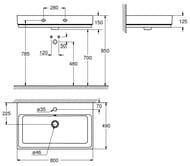 Умывальник Grohe Cube Ceramic 3946900H подвесной (800х125х490)