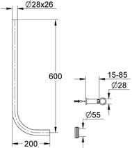 Сливная трубка Grohe 37107000 для смывного устройства 600*200 мм,