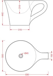 Раковина накладная ArtCeram Cup 690х500х430 в форме чашки, цвет: белый OSL005 01 00