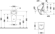 Писсуар DURAVIT ME by Starck 300х350х585 безободковый, крепление 280930