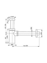 Сифон для умывальника Alcaplast A400 1 1/4"/32 DESING цельнометаллический, без выпуска, круглый