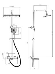 Душевая система ESKO STT3054Black  настенная, термостат, ручной/верхний душ, излив, черный