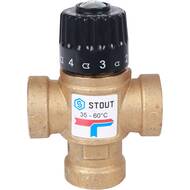 Термостатический смес. клапан STOUT для систем отопления и ГВС 3/4" ВР 35-60°С KV 1,6 м3/ч