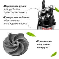 Насос фекальный ЗУБР НПФ-250, 250 Вт, 150 л/мин, напор 7,5 м, чугунный корпус, с поплавком