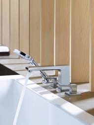 Смеситель Hansgrohe Metropol 32552000 на борт ванны на 4 отверстия, шланг 1,10м, выступ 210 мм, хро — изображение 2