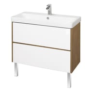 Тумба под умывальник AQUATON Сканди 90 1A251901SDZ90 882x427x591 2 ящика, белый глянец/дуб рустика