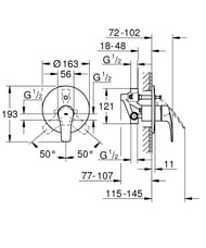 Смеситель для ванны Grohe EuroSmart скрытый монтаж, однозахватный, с монтажной частью, хром 33305003