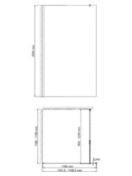 Душевая перегородка WasserKRAFT Rossel (1200х2000) прозрачное стекло/профиль алюминий 28W40