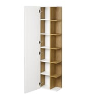 Шкаф-колонна AQUATON Сканди 1A253403SDZ90 400x230x1600 подвесная, зеркало, белый глянец/дуб рустика