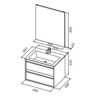 Тумба под умывальник Aquanet Lino 70 690х533х495 подвесная, 2 ящика, цвет: дуб веллингтон 253911