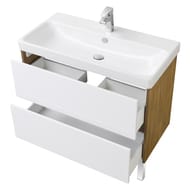Тумба под умывальник AQUATON Сканди 90 1A251901SDZ90 882x427x591 2 ящика, белый глянец/дуб рустика