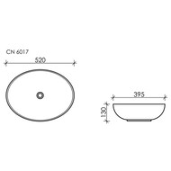 Раковина накладная Ceramicanova Element 520х395х130 овальная, без перелива, белый CN6017