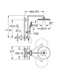 ������� ������� Grohe Rainshower SmartActive 310 � �����������,��� ����,�������� ������ 22119KF0