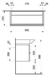 Тумба под умывальник Laufen CASE for Palace 4.0125.2.075.463.1(R) (895х375х460) подвесная, 2 ящика, белая матовая
