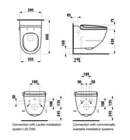 Унитаз-биде Laufen CLEANET RIVA 820691 (600х395х415) безободковый, подвесной, с пду, покрытие LCC