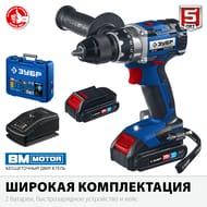Дрель-шуруповерт ЗУБР Профессионал DB-201-22 бесщеточная, 2 АКБ (2Ач), в кейсе