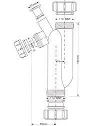 Сифон McAlpine S-образный (32х25мм) для слива конденсата, гидрозатвор 90мм, доп.отвод 17мм MRTB-90TR