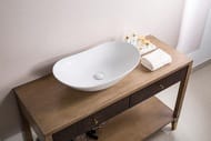 Раковина накладная BelBagno 605х370х150 овальная, без отверстия под смеситель, белый BB1404