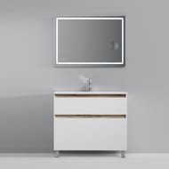 Зеркало AM.PM Gem настенное с LED-подсветкой (1000х700х30) с часами и косм.зеркалом M91AMOX1003WG