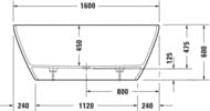Ванна акриловая Duravit D-Neo 700486 1600х750 отдельностоящая, без перелива, 2 наклона спины, белая