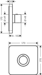 Смеситель Axor ShowerSelect 36711000 для душа, встраиваемый в стену, термостат, наружная часть,хром