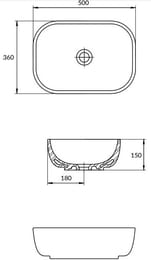 Раковина Cersanit MODUO 50 SQUARE (500х360х150) на столешницу, белая 63570