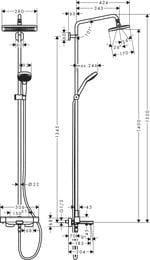 Душевая система Hansgrohe Croma E 280 Showerpipe 27687000 с термостатом и изливом, для ванны, хром