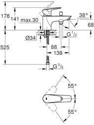 ��������� ��� ����� Grohe BauLoop 68 ��, �������������, �������������� �������������, ���� 23562001