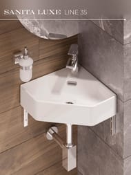 Умывальник Sanita Luxe LINE 35 (350х350х110) угловой, белый WB.CR/Line/35-C/WHT.G/S1