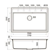 ����� Omoikiri DAISEN 77-GR (770�510�200) �������, ���������, ����� 4993628