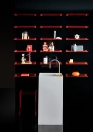 Раковина Laufen KARTELL 811331 (375х435х900) с отверстием под смес., скрытый слив, узор черные линии