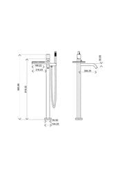 Смеситель Boheme Stick 129-WG.2 для ванны/душа, напольный, однозахв, с ручным душем, белый+золото — изображение 2
