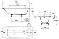 Ванна стальная Kaldewei EUROWA FORM PLUS (1600х700х390) прямоугольная 119712030001