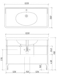 ����� ��� �������� Caprigo ����� 120 (1220�918�560) ���������, ������� bianco 33425-B231