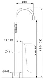 Смеситель для ванны CISAL Less New LN01420021 напольный, с душ. гарнитуром, внеш. часть, хром