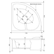 Ванна акриловая Aquanet FREGATE 120х120 угловая, без гидромассажа, без обвязки 203935