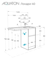 Тумба под раковину AQUATON Лондри 40 1A2670K2LHDR0 400x496x882 для стиральн.машины,дуб рустика/белый (1A267001LHDR0+1A274901LH010)