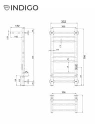 Полотенцесушитель Indigo Line Trinity с/п (electro) 700х300 (скрыт.монт, унив.подкл) черный муар — изображение 8