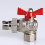 Кран угловой с американкой 1"ВН VALTEC BASE красная бабочка VT.228.N.06
