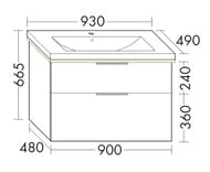 ����� � ��������� Burgbad Eqio 930�490�665 ���������, 2 �����, LED, �������� SEZA093F3437C001