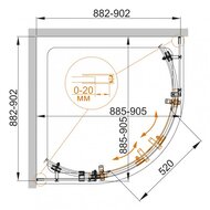 Душевой уголок CEZARES STYLUS (882-902х882-902х1950) O-M-R-2-90-C-Cr стекло прозр хром