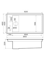 ����� Omoikiri KINARU PRO 86-U/I WH (860�460�220) ������������, ��/��� ����������, ����� 4997026