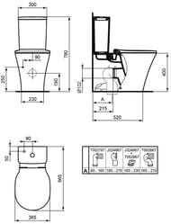 Чаша для унитаза-компакта Ideal Standard Lux CONNECT AIR E013701 с горизонтальным выпуском