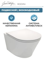 %Унитаз подвесной Jacob Delafon RODIN+ EDY102-00 520х355х400 безободковый, крепления, белый