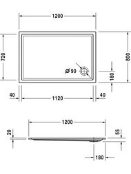 ������ ��������� Duravit Starck 1200�800 � �������������� ��������� 720121000000001