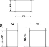 Металлическая консоль для умывальника 70 см DURAVIT VERO хром 0030751000
