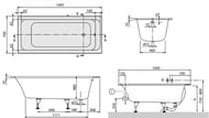 Ванна акриловая Villeroy & Boch ARCHITECTURA (1700х700х480) белая, без ножек UBA177ARA2V-01